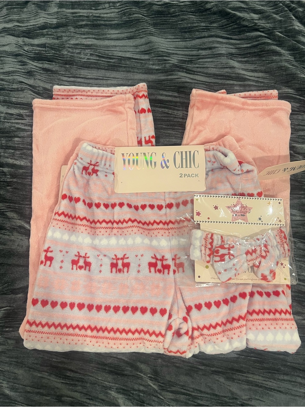 Pink Holiday Reindeer  Pajama Set - 2 Pack Size L
